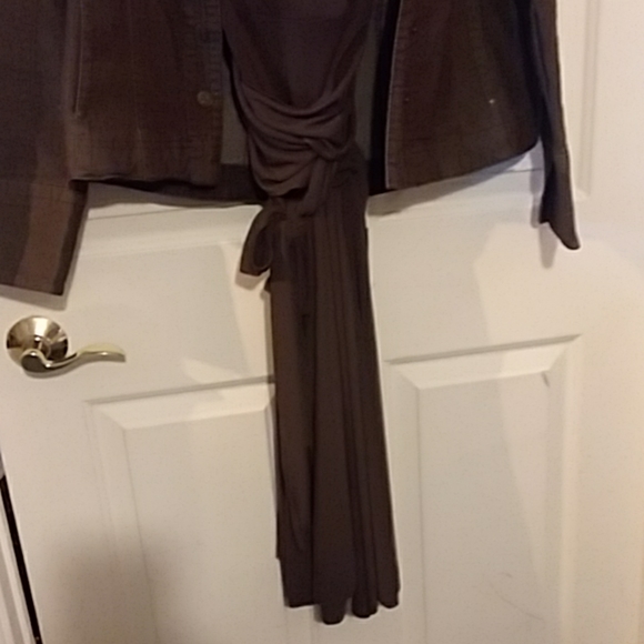 BCBG brown dress, Jean jacket, LV mule - Picture 2 of 3